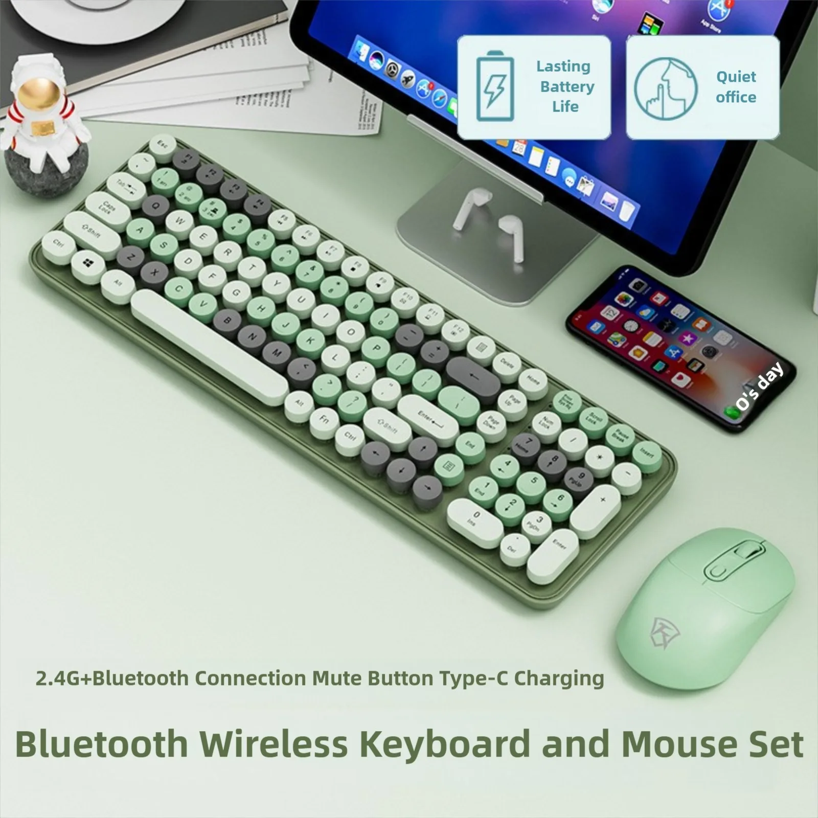 2.4g draadloze toetsenborden en muizen, oplaadbaar, draadloos, bluetooth, stil, geschikt voor laptop, desktop, universeel, draagbaar, 105 toetsen