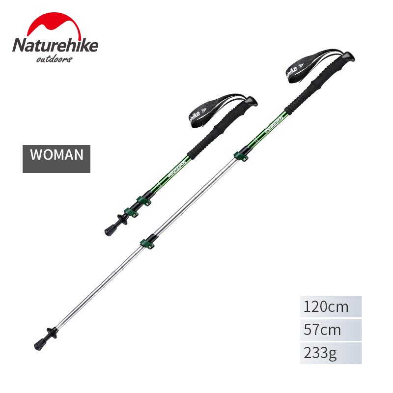 Naturehike ultralett trekking foldestang aluminiumslegering alpenstocks vandring pinner camping familie alpenstocks menn gutt: Kvinner grønne