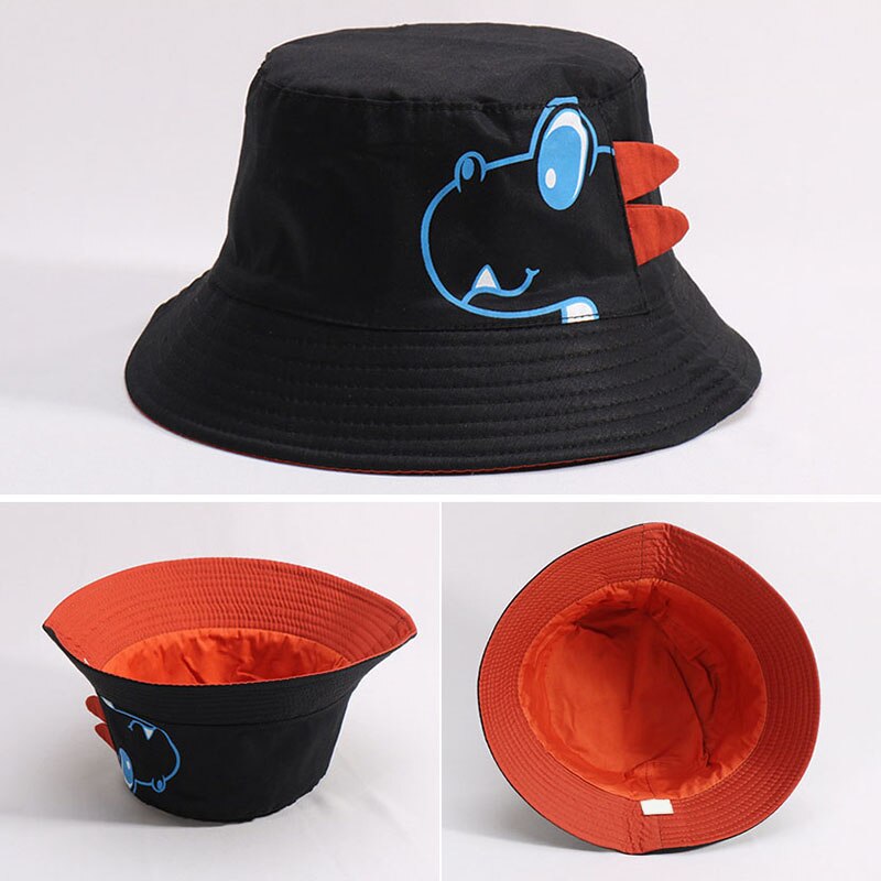 Chapeau de pêcheur avec imprimé de dinosaure pour enfant de 2 à 4 ans, casquette de plage, de plein air, de printemps et d'été: style 2 black