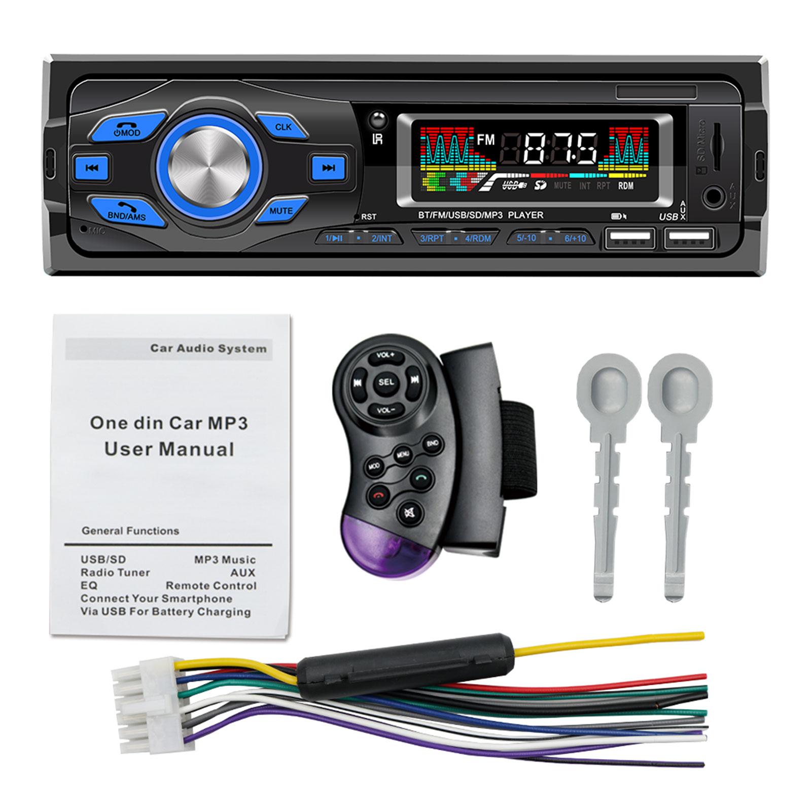 12v 1 in-din-bluetooth-autoradio mit  mp3 -fach-player, freisprecheinrichtung, sprachsteuerung, fm-radio, mobiltelefon-sprachassistent, sd-, usb- und aux-anschluss