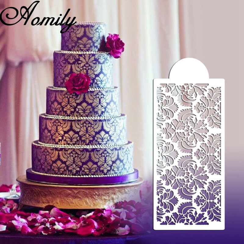 Aomily Flower Cake Stencil Fondant Decorating Stencils Templates Mold Baking Cake Tools Style Wedding Baking Tools