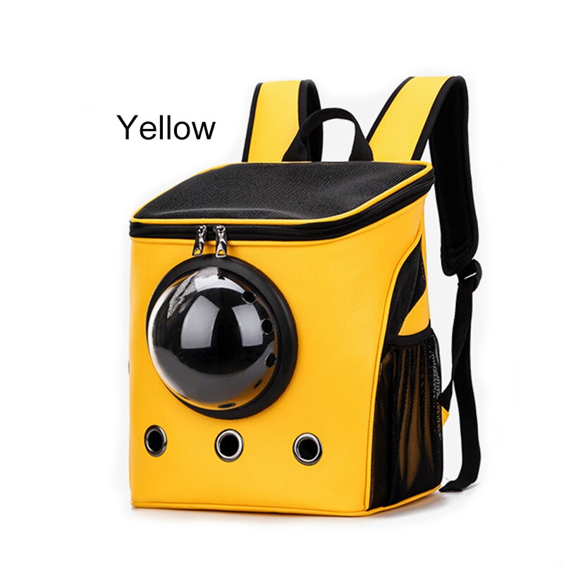 Przenośny kot przewoźnik kapsułka astronauta torba dla psa plecak oddychająca zwierzęta torba na szczeniaczki duża przestrzeń klatka bańka artykuły dla zwierząt: żółty