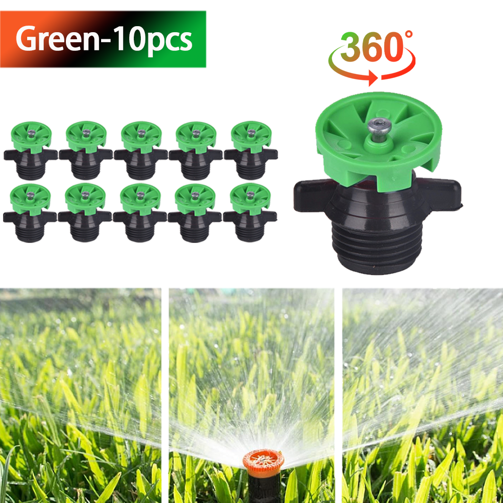 360 Degree Automatic Rotating Sprinkler Heads, Garden Lawn Irrigation 1/2"（4-point flywheel） Male Thread Rotating Nozzle: green