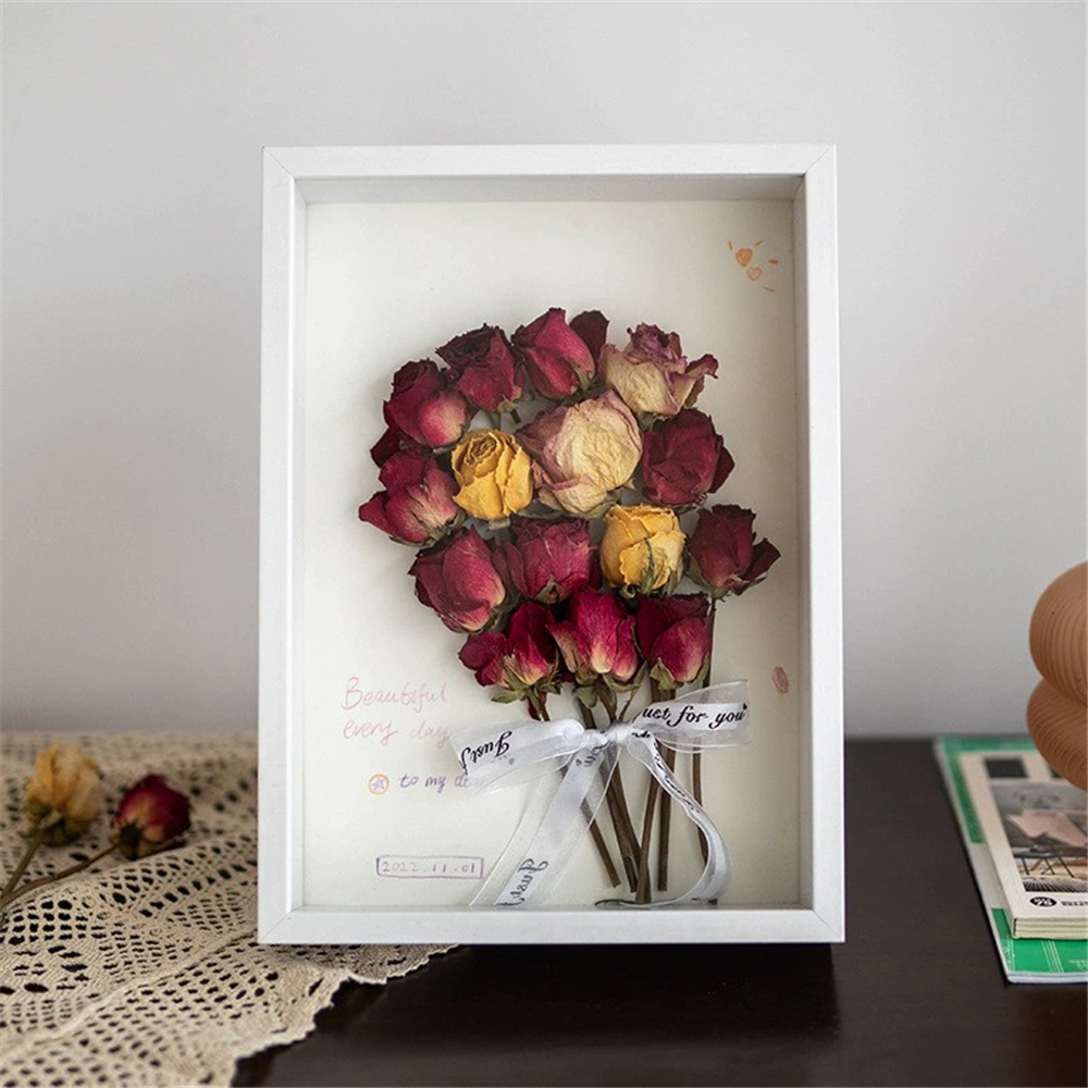 Dried Flower Hollow Frame DIY Photo Frame Shell Conch Moon , Can Put Things You Like Inside, a Birthday Home Decoration: Light Grey