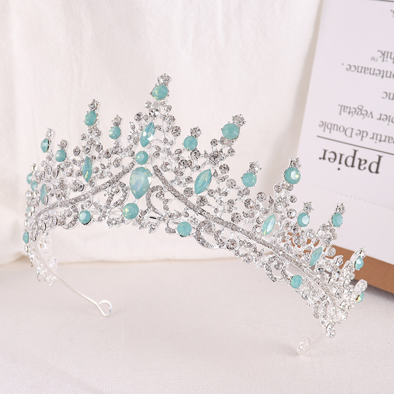 Tiaras nupciales de cristal de ópalo de Reina de princesa barroca, coronas, tocados elegantes de lujo, diadema, vestido de pelo de boda, accesorios de joyería