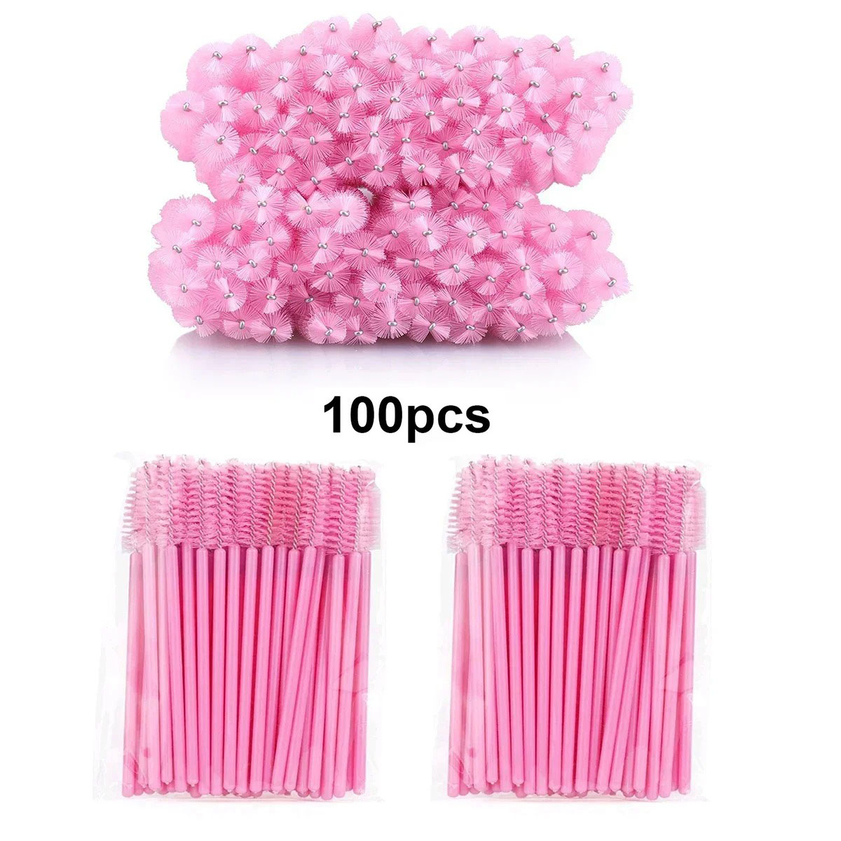 100 pçs escovas de cílios descartáveis carretéis micro lash rímel varinhas pentes atacado para extensão de cílios maquiagem ferramentas cosméticas: Verde