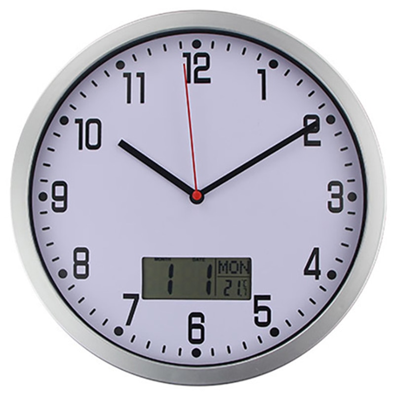reloj De pared clásico De estilo clásico con pantalla De temperatura, reloj De plástico Digital moderno, reloj Retro De cuarzo, reloj De pared: Default Title