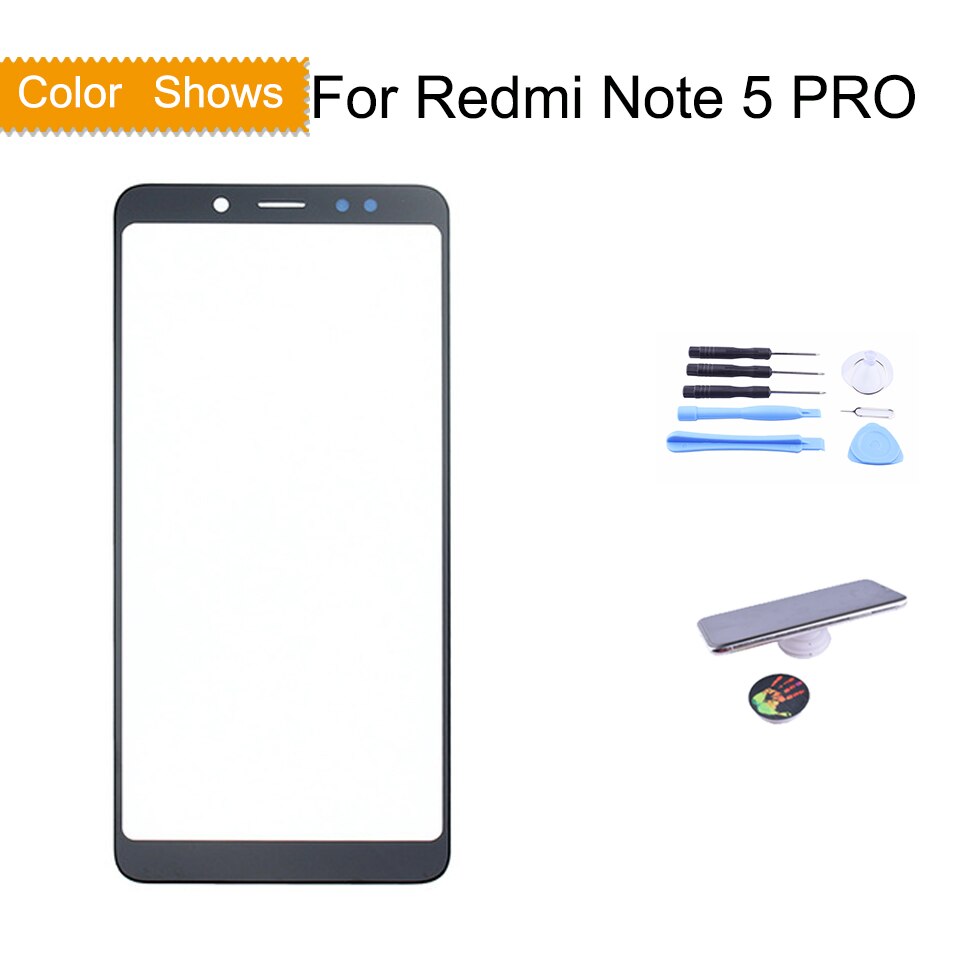 Original para xiaomi redmi nota 5 pro nota 5 note5 painel da tela de toque frontal exterior lente vidro touchscreen nenhum lcd sem digitador: 5Pro Black with gift