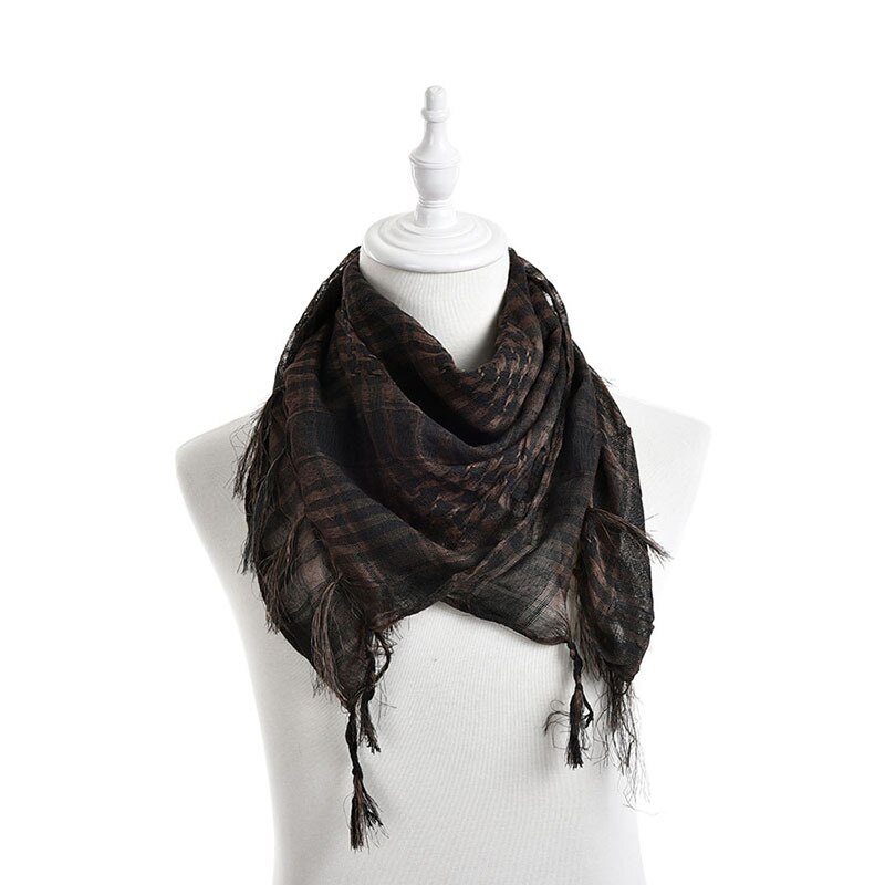 6 Colors Unisex Women Men Checkered Arab Grid Neck Keffiyeh Palestine Scarf Wrap: coffee