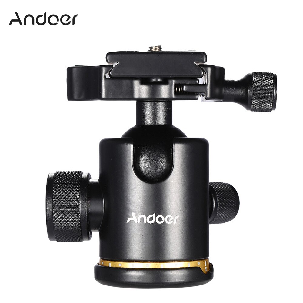 Andoer Aluminum Alloy Ball Head Ballhead Maximum Load 3KG with Quick Release Plate 1/4" Screw for Camera Tripod Slideway