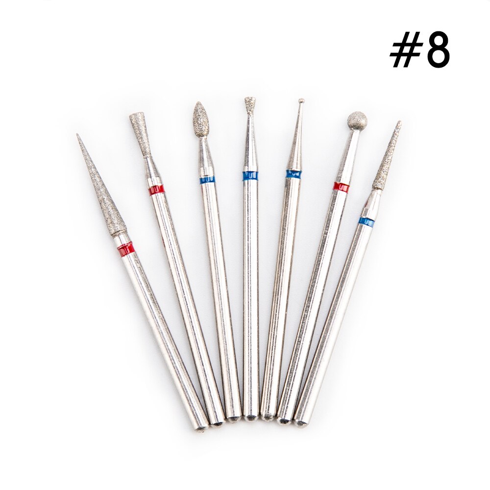 Rotery-fresas para pulir uñas, máquina de limpieza de cutículas y uñas, herramienta artística para manicura, 7 unidades por bolsa: 08