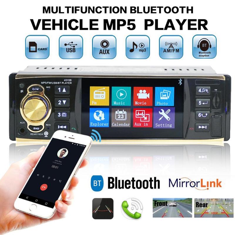 12V 4.1in OLED Screen Bluetooth Car Stereo MP5 Audio Video Player FM Radio USB Charger AUX Support SD Card Model 4019B MGO3