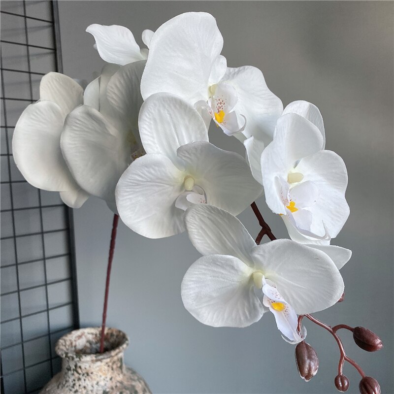 Orquídea Negra grande de 105cm, orquídea, flor de seda Artificial, Phalaenopsis para boda, jardín, decoración de habitación, flores artificiales: F
