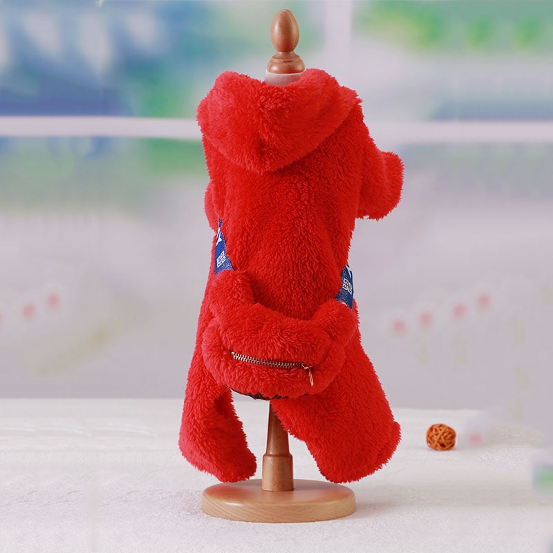 Monos cálidos de lana de Color rojo para perro, ropa de otoño e invierno de cuatro pies, para Festival, ropa para patas de perro, Pomerania