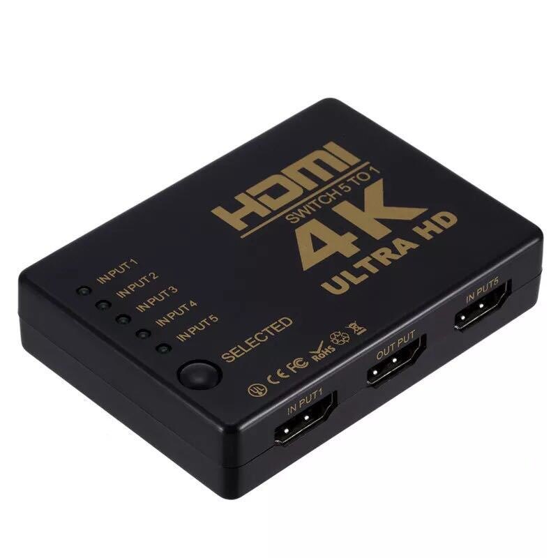 Hdmi Switch 5 In 1 Out Hdmi 5 In 1 Out Schakelaar 4K 1 Input 5 Uitgang Hub Met ir Afstandsbediening