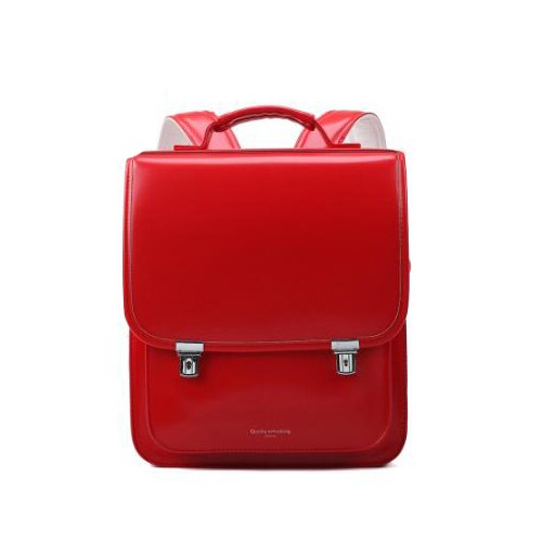 Mochila ortopédica japonesa para crianças, bolsa para escola e livros, fecho de metal, cor sólida, para estudantes e crianças: red