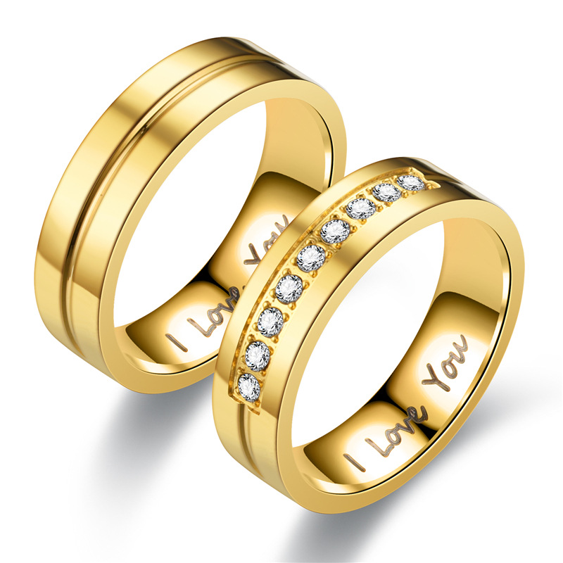 Anillo de acero de titanio a la para hombre y mujer, anillos clásicos con letras I Love You, joyería de Color dorado para pareja, accesorios de de deshierbe