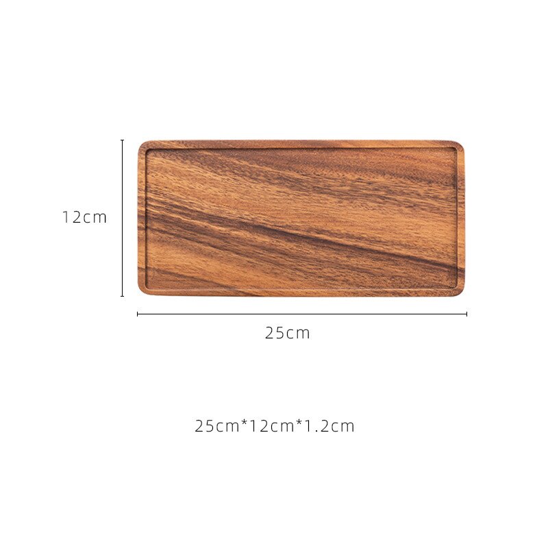 Zwarte Walnoot Rechthoek Houten Thee Dienblad Tafel Plaat Snacks Voedsel Opslag Schotel Voor Hotel Thuis Dienblad Moderen: 25 x 12 x 1.2cm