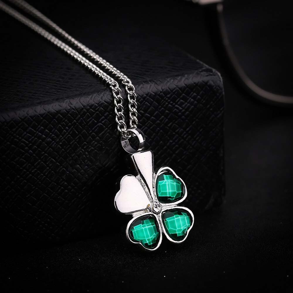 Collier de fiole d'urne de collier commémoratif de trèfle chanceux de pour la chaîne d'acier inoxydable de mémoire de bijoux de crémation de cendres