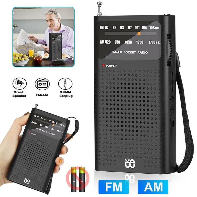 Full Band Fm/Am Portable Analog Radio Receiver Digital Tuning Pocket Audio Receiving Device Small Size for Hiking Camping