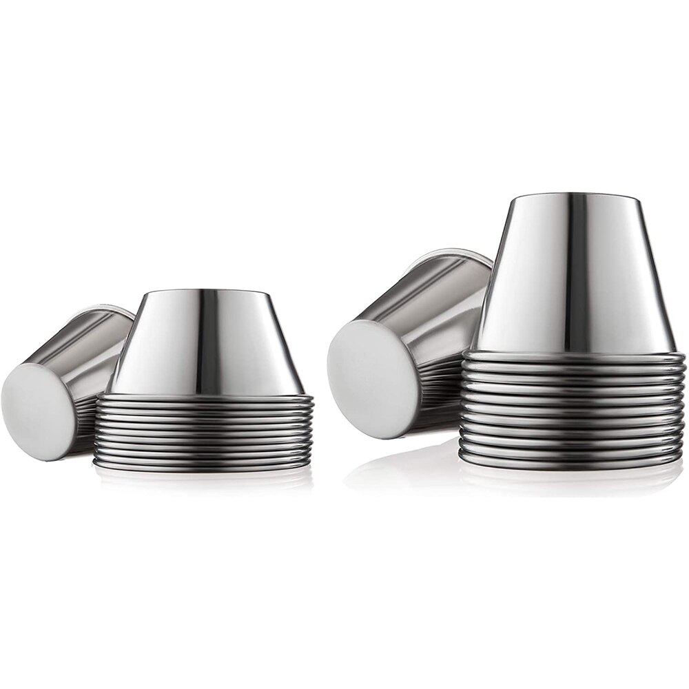 12Pcs Small Sauce Cups, Stainless Steel Ramekin Dipping Sauce Cup, Commercial Grade Individual Round Condiment Cups