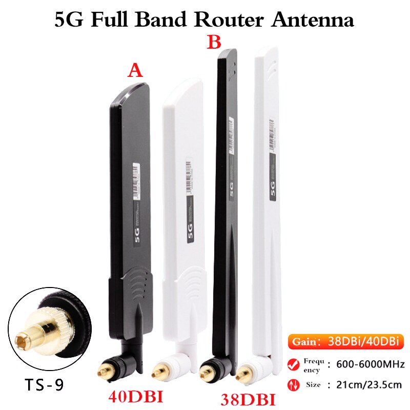 High gain 40/38 dbi signal booster wifi antenne 5g cpe pro router fold fuld band  ts9 interface 600-6000 mhz til huawei  b311 5 e 773