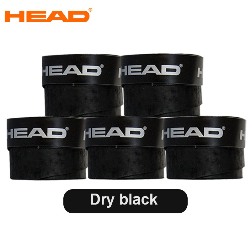 5Pcs Original HEAD Tennis Overgrip PU HEAD Tennis Racket Sweat Band Absorption Grip Badminton Racket Handle Grip Tennis Griptape: dry black