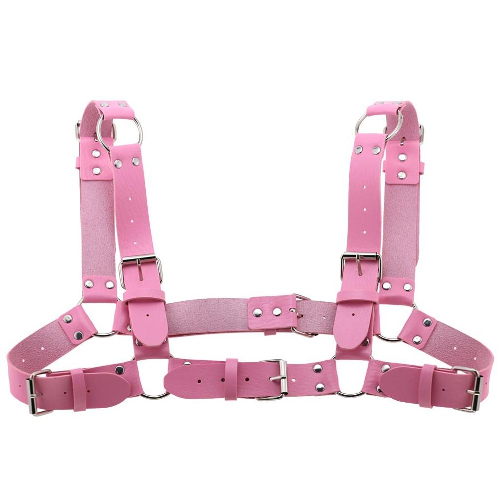 KMVEXO Degli Uomini Delle Donne Sexy Punk Chest Harness Regolabile Gabbia Catena Corpo In Metallo DELL'UNITÀ di elaborazione di Cuoio Del Choker Dichiarazione Della Collana Del Partito Clubwear