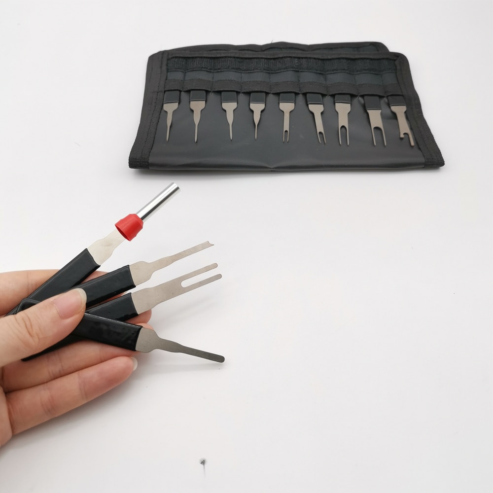 18 stk ledninger krympe stik pin ekstraktor bil terminal fjernelse kit taske puller terminal reparation håndtag værktøjer