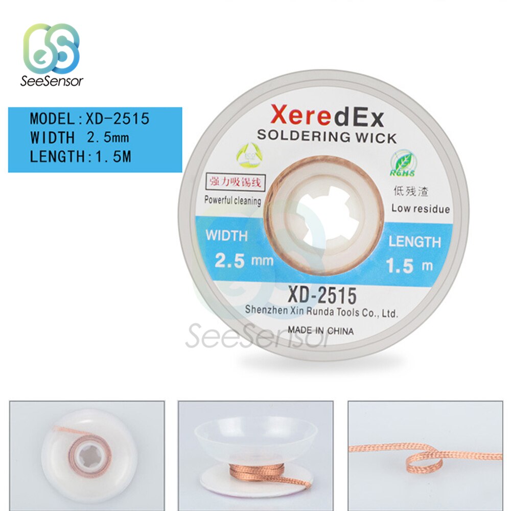 1.5 Mm 2 Mm 2.5 Mm 3 Mm 3.5 Mm Breedte 1.5M Lengte Desoldering Braid Lassen Solder Remover Wick wire Lead Cord Flux Bga Reparatie Tools