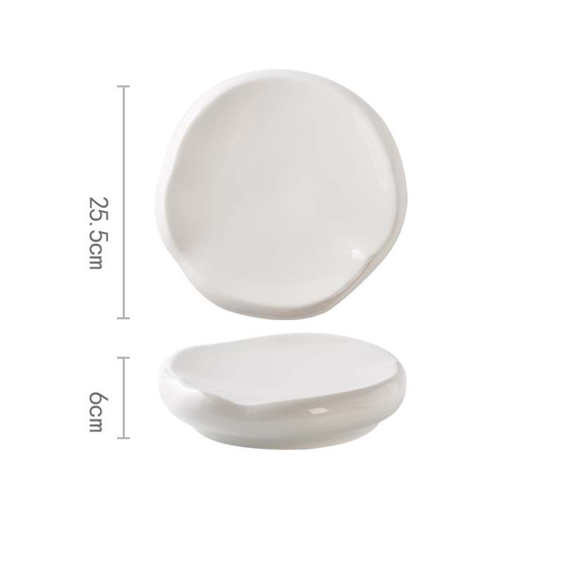 Plato de cerámica hueco para cena, plato de carne, vajilla de forma Irregular para el hogar, platos de aperitivos, bandeja de postre, plato de Pasta para restaurante: 10 inch B