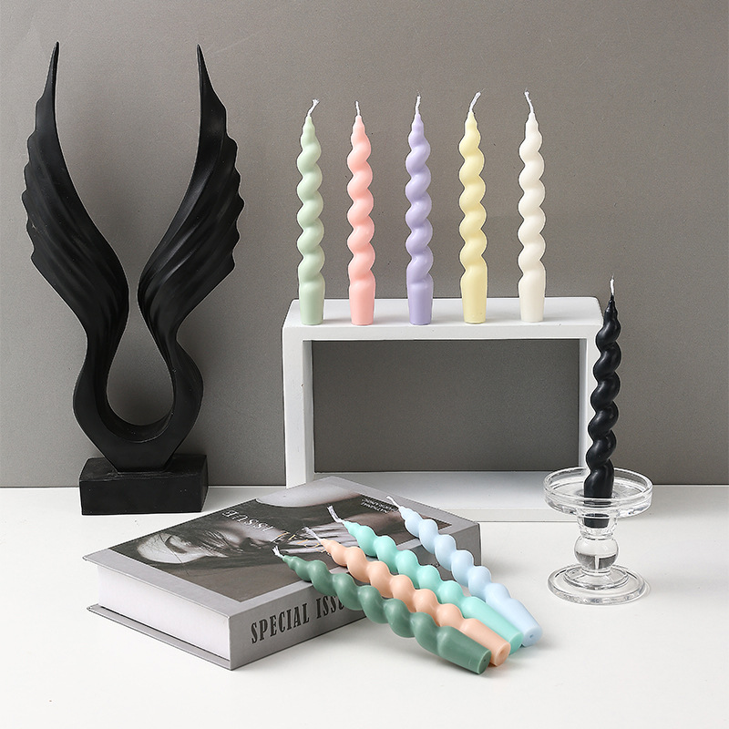 2 Stuks Lange Versierd Kaarsen Spiraal Vormige Geurkaars Home Decor Accessoires Lange Staaf Twisted Aroma Kaarsen Huishoudelijke Kaarsen
