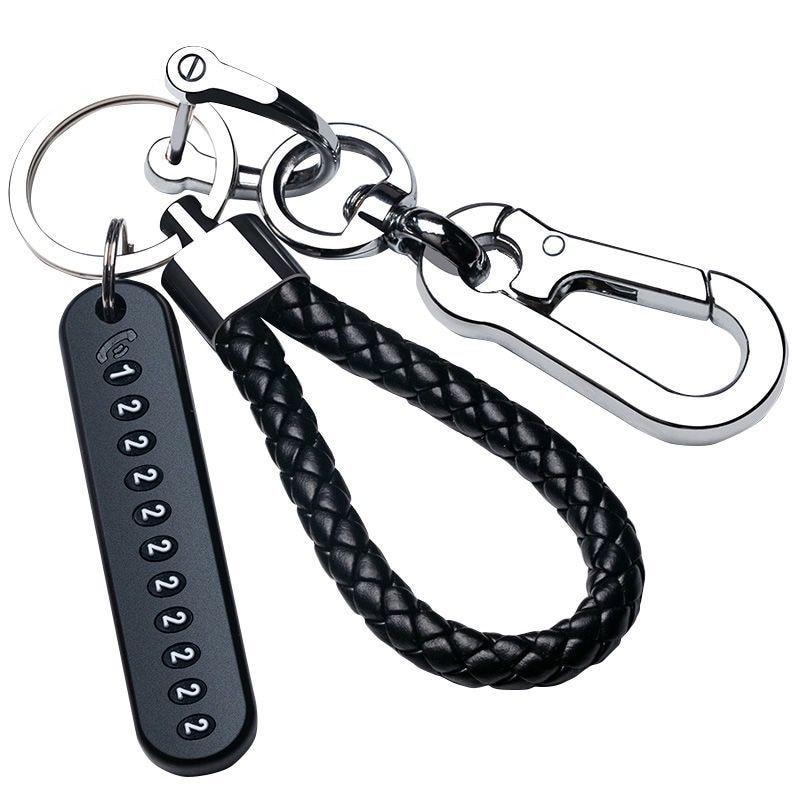 Anti-Lost Car Key Pendant Split Rings Keychain Phone Number Card Keyring Auto Vehicle Key Chain Car Outdoor Climbing Accessories