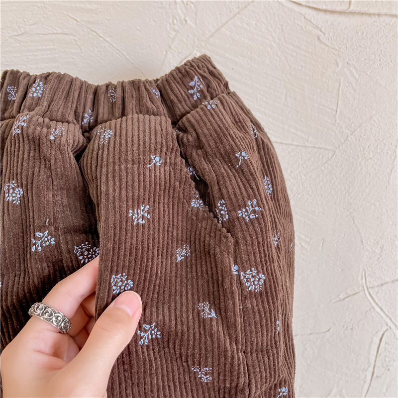 Honeycherry Kinderen Winter Kleding Kinderen Koreaanse Corduroy Plus Fluwelen Casual Broek Meisjes Winter Harembroek