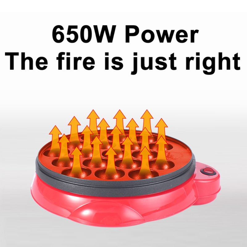 Elektrisk takoyaki-blekksprutballbakemaskin maruko-maskin med 18 hull grillpanne frokostmatlagingsverktøy 110v 220v