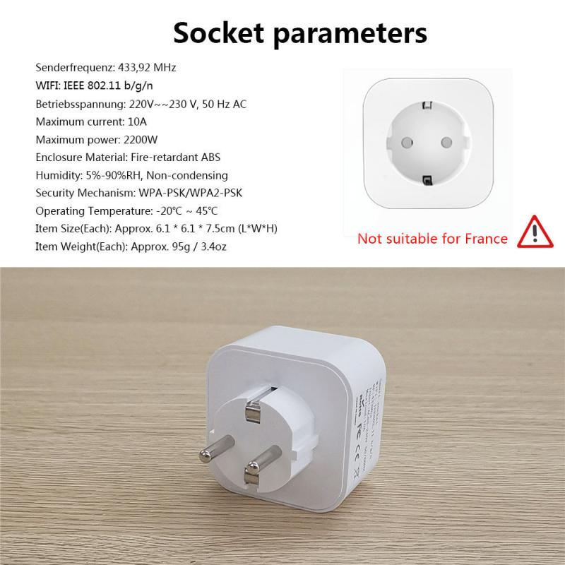 WiFi EU US Smart Plug 16A 100-240V Adapter Wireless Remote Voice Control Power Monitor Timer Socket For Google Home Alexa: 10A EU Plug