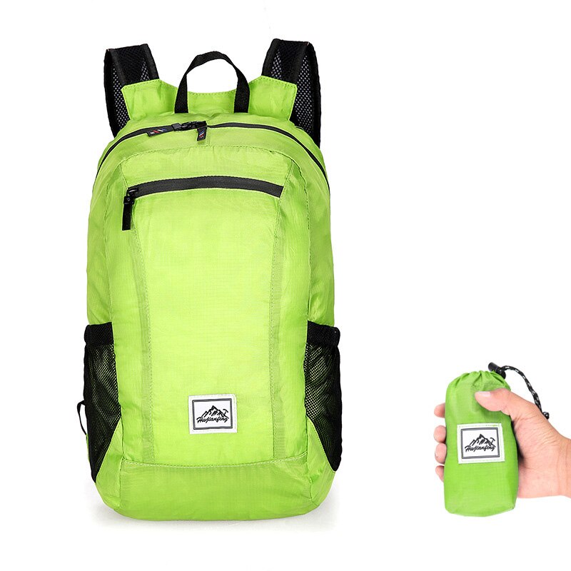 Draagbare Vouwen Rugzak Mannen Vrouwen Winkelen Outdoor Wandelen Ultralight Reizen Rugzakken 20L Waterdichte Camping Opvouwbare Tassen: Green