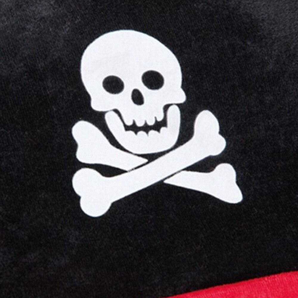 Piratenkapitein hoed doodshoofd en gekruiste beenderen pet kostuum voor verkleedfeest halloween polyester optreden kinderen goedkoop  #3