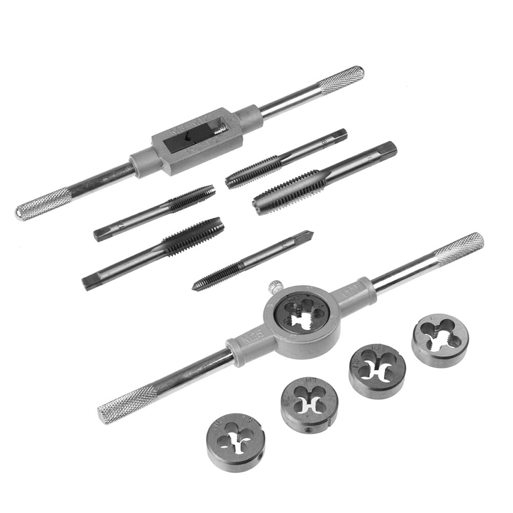 Multi-function Screw Tap Die Set External Thread Cutting Tapping Hand Tool For Screw Tap Drill Metalworking Kit Machine: 12PCS