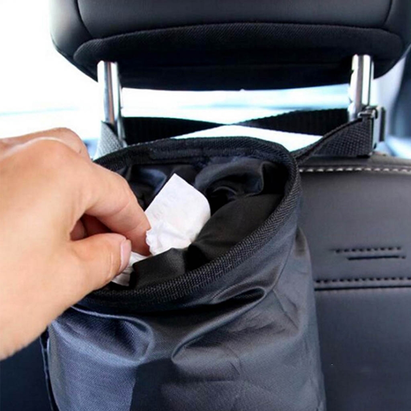 Automobile Trash Bin Multifunctional Litter Garbage Box Organizer Foldable Litter Case Adjustable Elastic Band Buckle R2LC