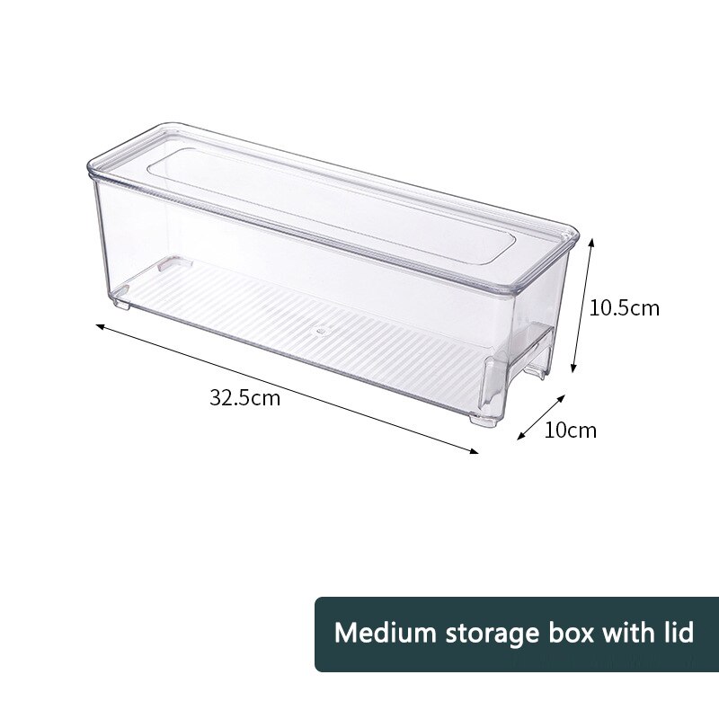 Plastic Transparent Refrigerator Organizer Storage Box Fridge Drawer Clear Refrigerator Container for Food Drinks Egg Storage: box with lid B