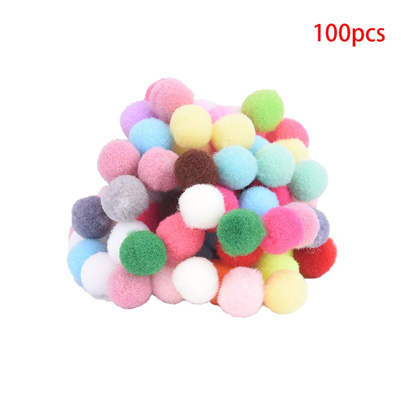 Mini pompones mullidos de colores para decoración deportiva, accesorios de 10mm y 20mm para manualidades DIY, equipo de fieltro, recuerdos de animadoras, 100 Uds.
