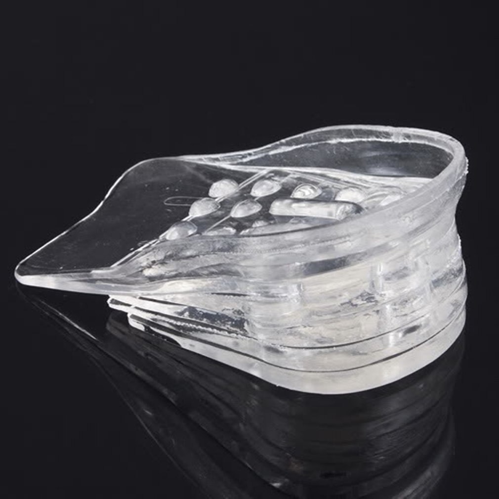Semelles de Gel en Silicone 1 paire | Transparentes 5 couches, réglable en hauteur, Inserts de levage de chaussures, augmente la hauteur, confortable, directe