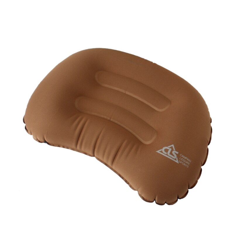 Portable Inflatable Pillow Travel Air Pillow Neck Pillow Camping Sleeping Gear 24BD: Brown