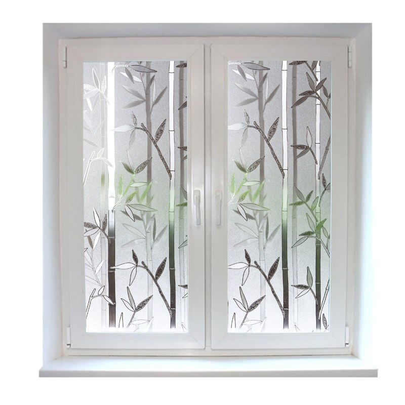 Vinilo adhesivo para ventana de bambú tintado 3D, película de vidrio de privacidad para cocina, oficina y hogar, Anti Uv estática sin pegamento