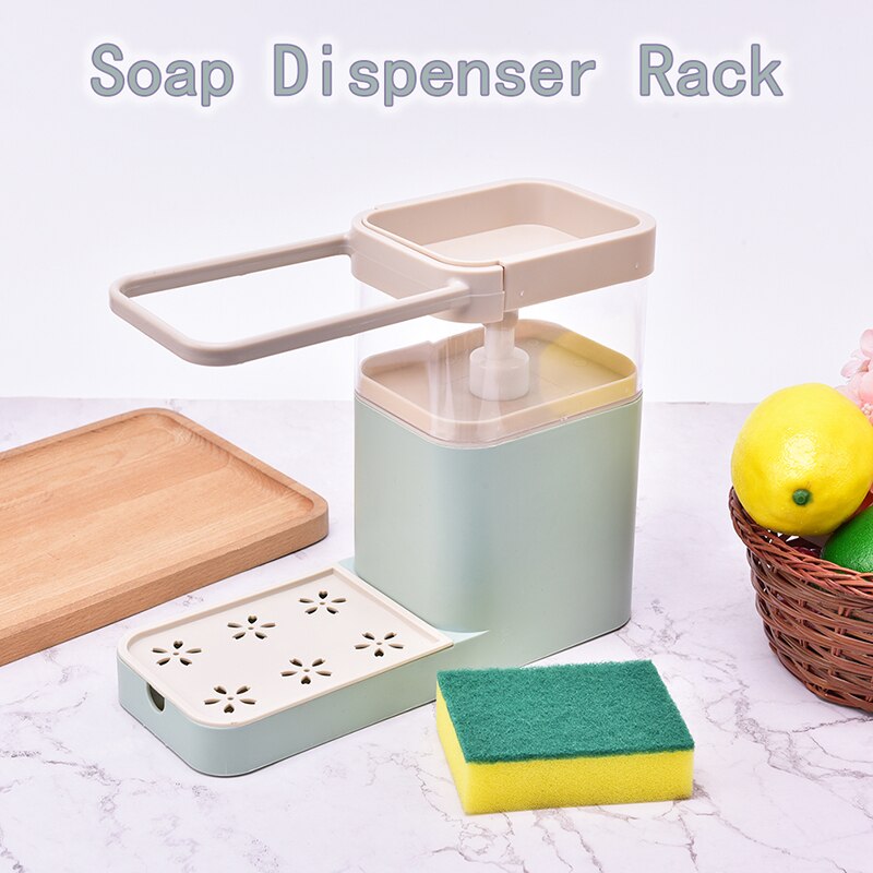 Multifunctionele Spons Rack Zeepdispenser Handleiding Vloeibare Zeep Pomp Dispenser En Spons Caddy Keuken Schoonmaken Tool Opslag