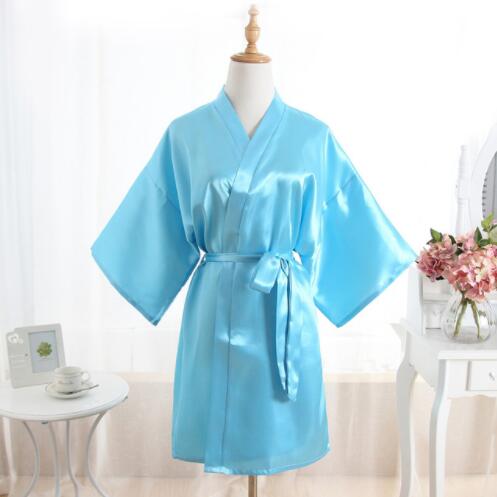 Vrouw Badjas Pyjama Zijde Bruidsmeisje Bruid Gewaad Sexy Vrouwen Korte Satijnen Bruiloft Kimono Gewaden Nachtkleding Nachtjapon Jurk J-Wit