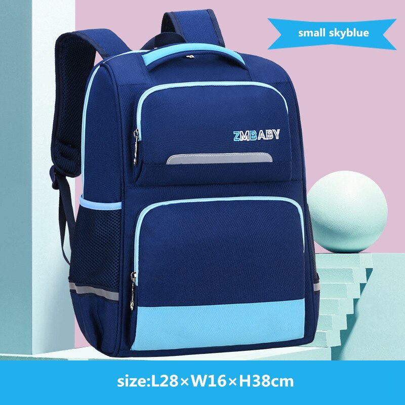 OKKID primary school backpack for boy elementary student backpack kids school bag pack reflective strip children book bag: small skyblue