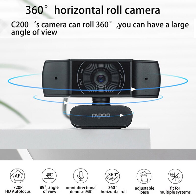 Original Rapoo C200 Webcam 720P HD With USB2.0 Wit... – Grandado