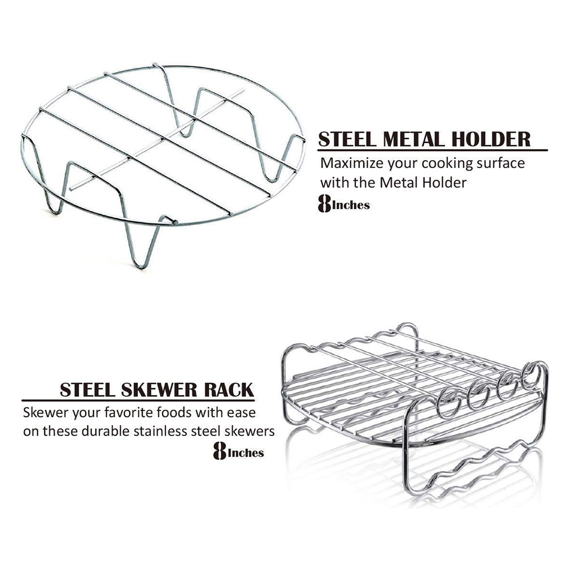 Best Air Fryer Accessories Deep Fryer Universal, Cake Barrel, Pizza Pan,Mat, Skewer Rack, holder Fit all 5.3Qt - 5.8Qt(XL)